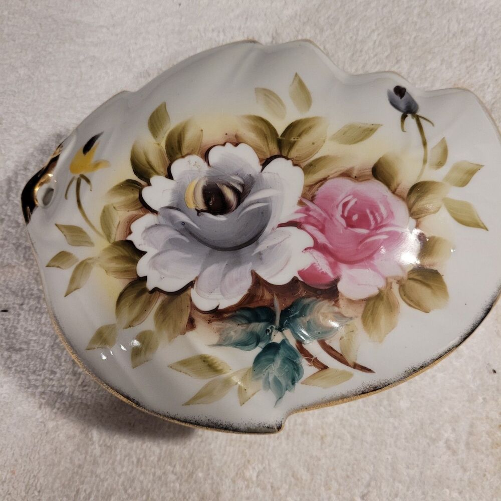 Vintage Lenwile China Hand Painted Floral Trinket Box w/ Lid 6200N Ardalt Japan